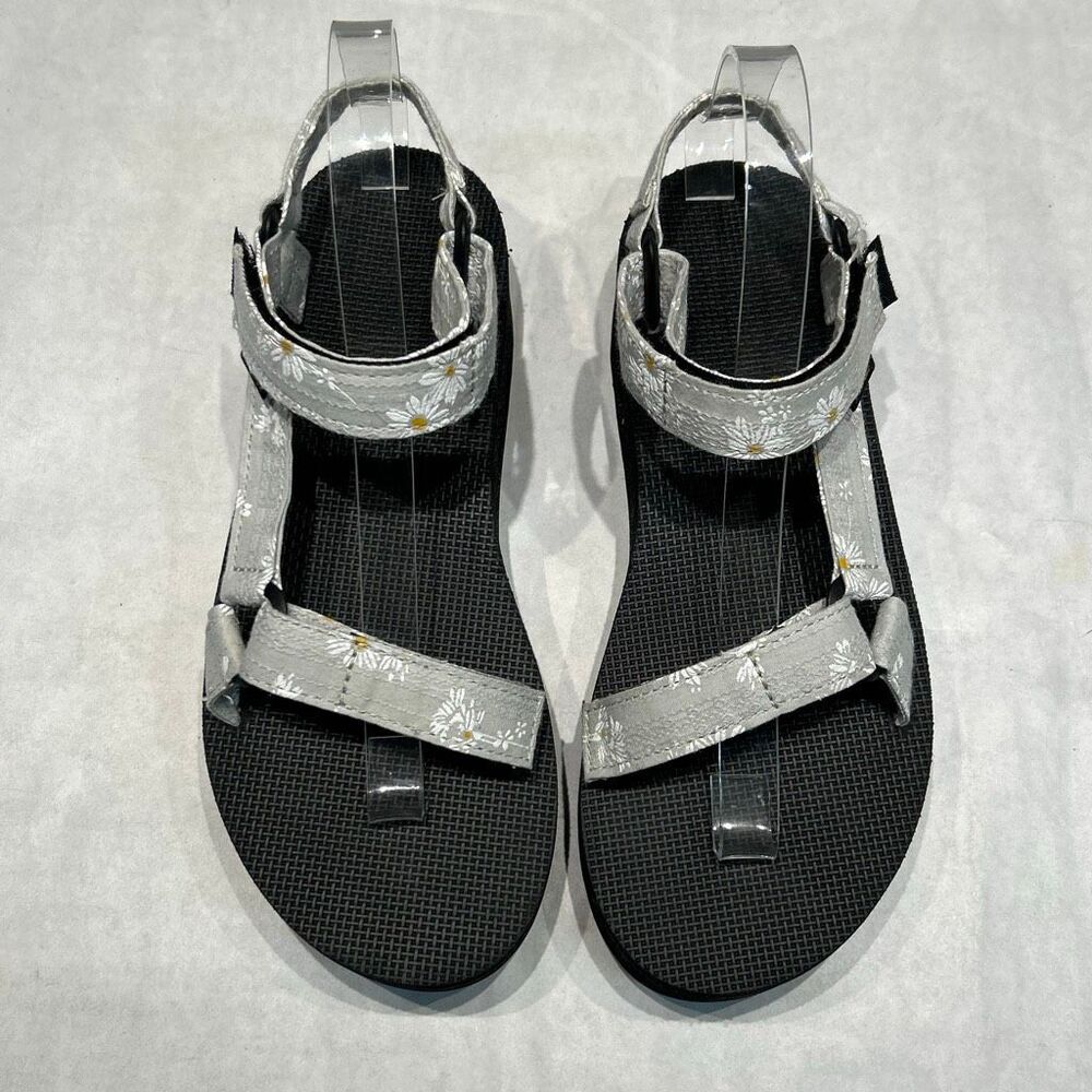Teva Flatform Sandals Gray Daisy Flowers Floral - Picture 2 of 10
